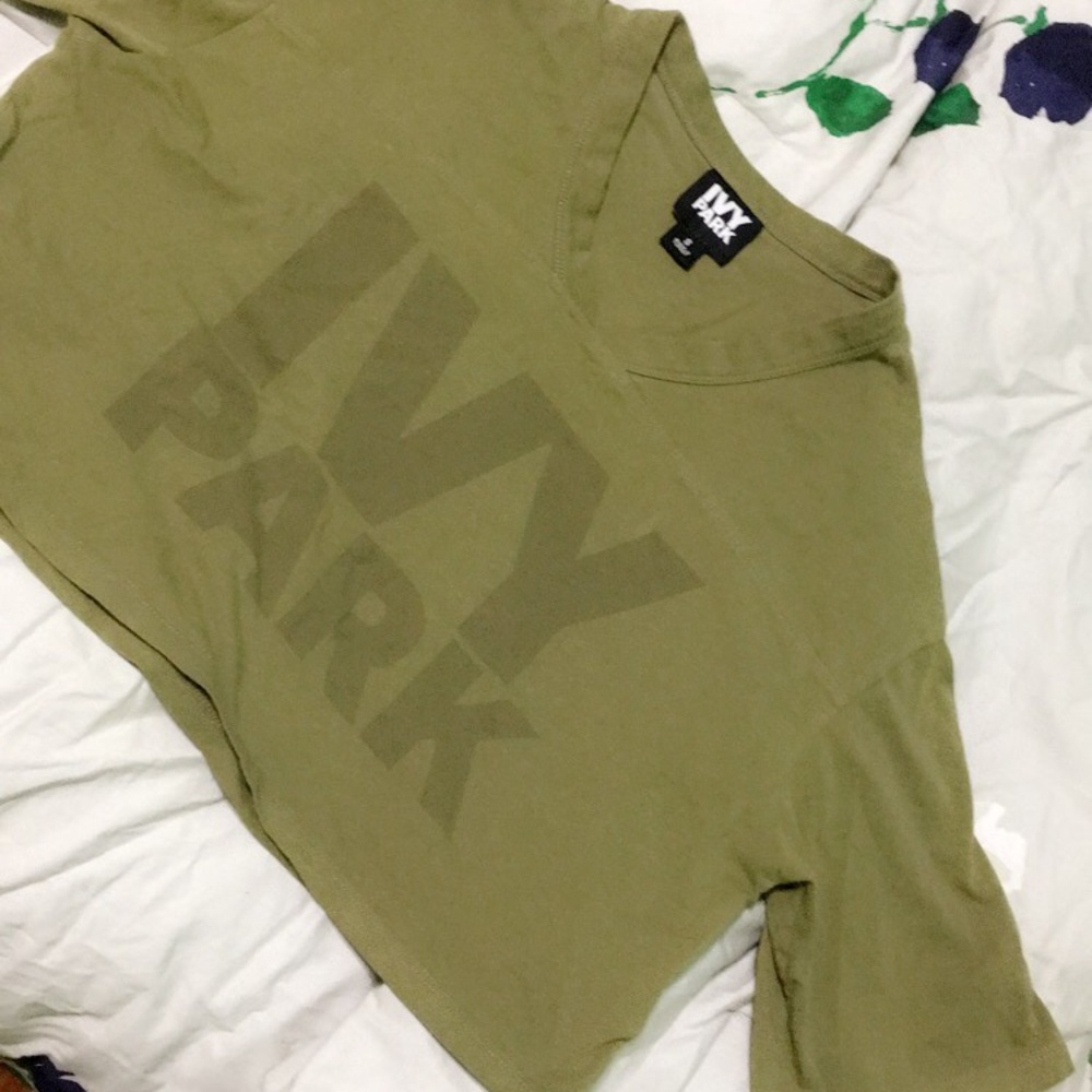 Olive Green Ivy Park Workout Crop Top - Small